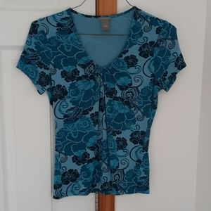 Ann Taylor Short sleeve Green flowery top